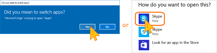 Instructions for selecting the Skype variant